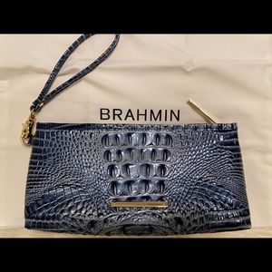 Sky blue Brahmin clutch purse